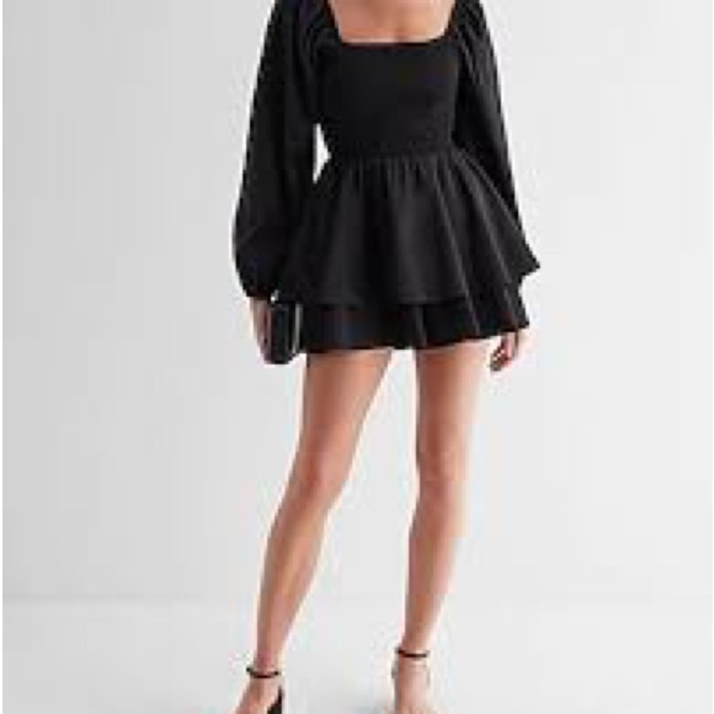 NWT Express Smocked Mini Dress | Black Smocked Dress Size Large